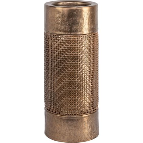 Bougeoir doré brossé en aluminium et rotin - doré brossé (1/4)
