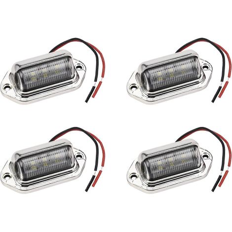 4 lampes de plaque d'immatriculation à 6 LED (12-24 V) pour pont de bateau, allée, marches, camping-car ou remorque. (1/5)