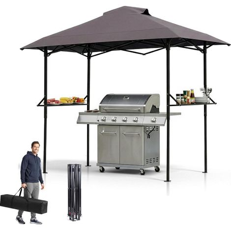 Pavillon de jardin pliable 255x150x240 cm, résistant aux intempéries, protection solaire, anthracite (1/5)