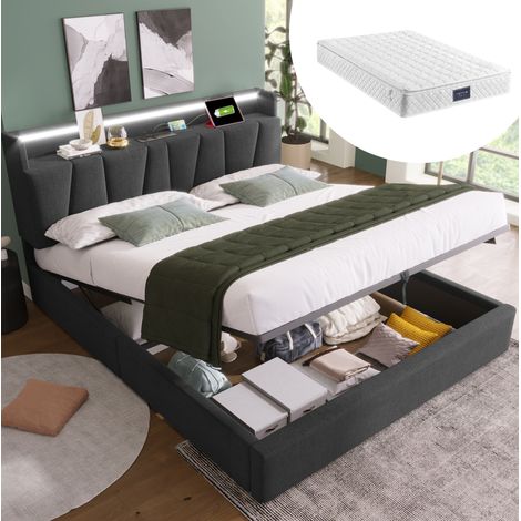Letto matrimoniale contenitore con materasso LED DESVIAE (1/5)