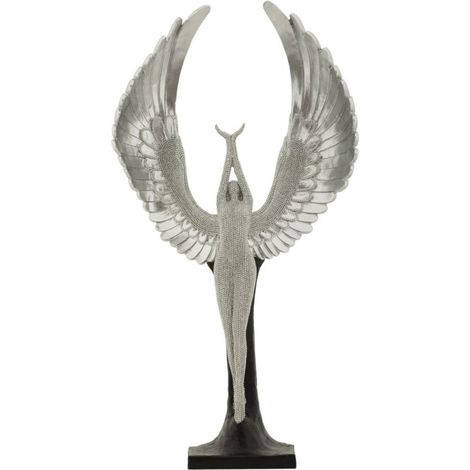 Statuette Déco Ailes "Sparky" 48cm Argent (1/5)