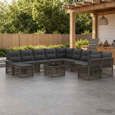 Set Divano da Giardino 12 pz Grigio e Grigio Scuro polyrattan vidaXL (1/5)