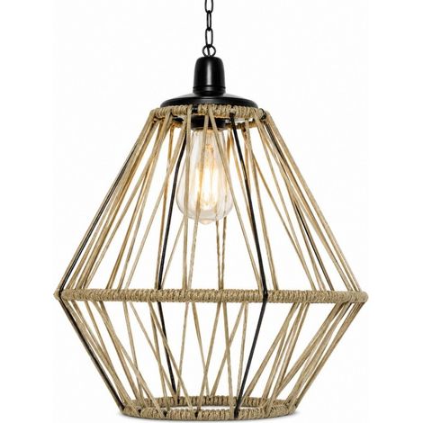 Lampe solaire suspendue en métal sablé Ø38 × H47 cm LED lumière chaude