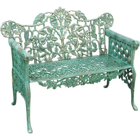 Biscottini – Banc de jardin en fonte 110x56x86 cm – Canapé d'extérieur 2 places avec accoudoirs – Finition artisanale unique – Style vintage élégant