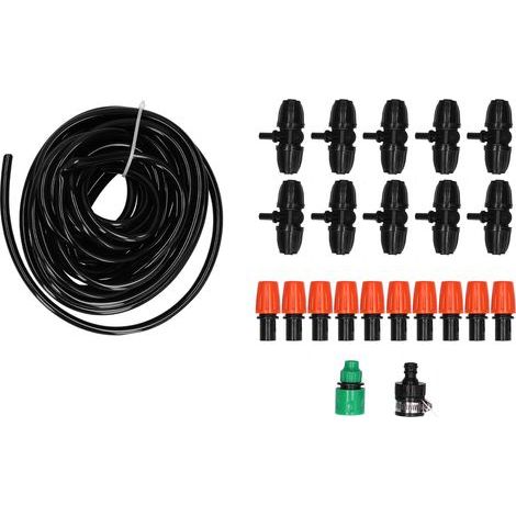 Système d'irrigation 10M avec 8/11 tuyau, 10 buses micro-aspersion ajustables pour atomisation jardin (1/5)