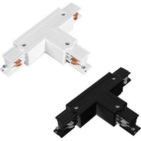 T Conector de carril trifásico  Color del soporte: Negro