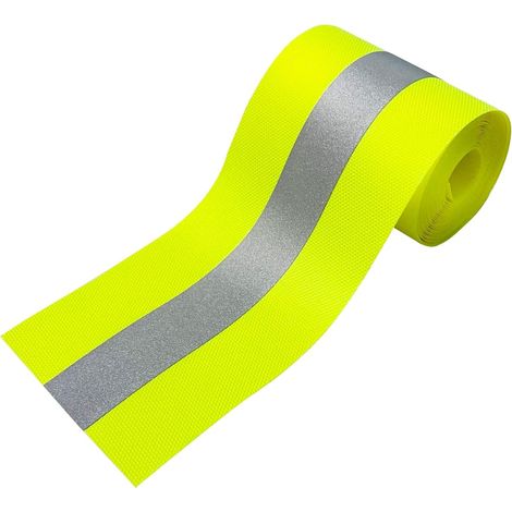 Bande Réfléchissante pour la Couture - [2 Mètres x 50 mm] non Adhésif [Jaune Fluo] Ruban D'avertissement Réfléchissant Polyester - Ruban de Sécurité Haute Visibilité - Réfléchissant ≥300 (1/5)