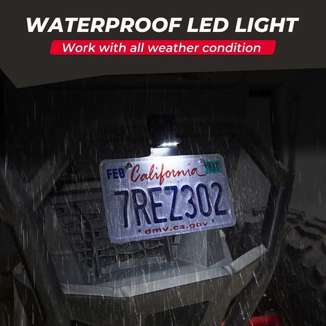 License plate frame with light, suitable for UTVs, RVs, trucks, boats, motorcycles, and universal ATV license plate frames. (1/4)