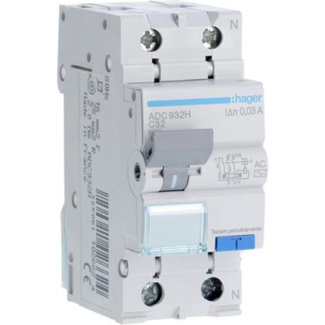 Hager interruttore differenziale magnetotermico 1pn 30ma ac 32a 6ka c 2m (1/3)