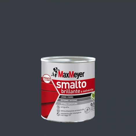 MAXMEYER Smalto a solvente per ferro e legno brillante ANTRACITE R7016 0,125 L (1/3)