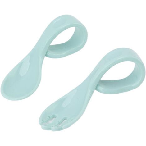 Pair Fourchette et Cuillère d'Apprentissage Bébé - Design Poignée Courte Bleu, Autonomie Alimentaire, Sécurité Alimentaire PP, Idéal Maison et Voyage (1/5)