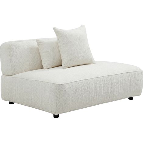 Chaise longue destra in tessuto bouclette bianco sporco - LELACO (1/4)