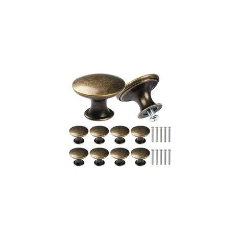 Lot de 10 poignées de tiroir rondes vintage rétro en métal demi-cercle pour porte de placard, tiroir de placard Bronze antique (1/5)