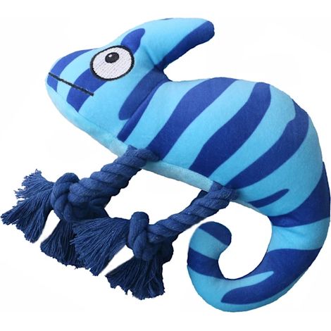 Peluche en forme de caméléon rayé avec couinement pour animaux de compagnie (1/3)