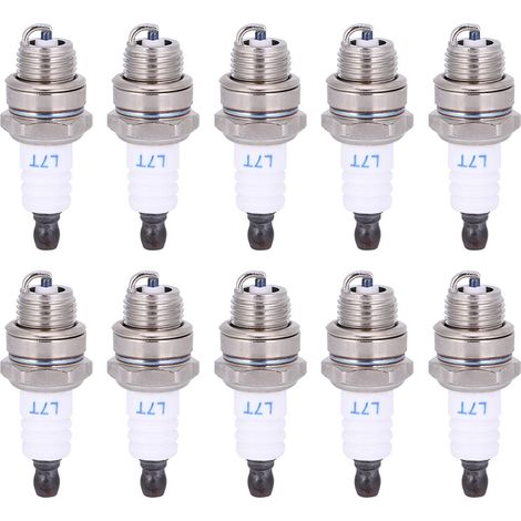 Lot de 10 bougies d'allumage en laiton et céramique pour tronçonneuse et taille-haie. Accessoires pour tronçonneuse et tondeuse à gazon.
