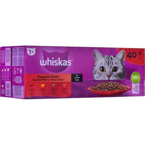 WHISKAS Aliment humide pour chat adulte Repas classiques Sachets de sauce 80x85g