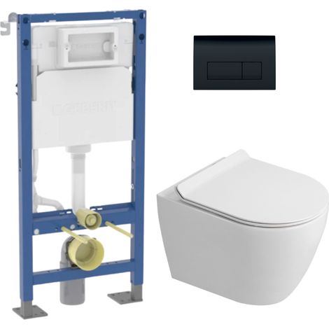 Duofix pack WC bâti-support autoportant + WC sans bride Ceramia PixL avec abattant SoftClose + plaque (GEBCEPXWT10-FR)