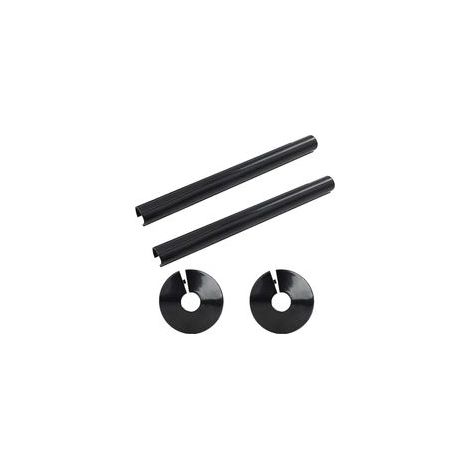 Lot de 2 cachetuyaux et colliers de radiateur, manchons de protection de tuyaux en plastique, cachetuyaux noirs, 15 mm x 200 mm, colliers de protection de tuyaux pour radiateur (1/5)