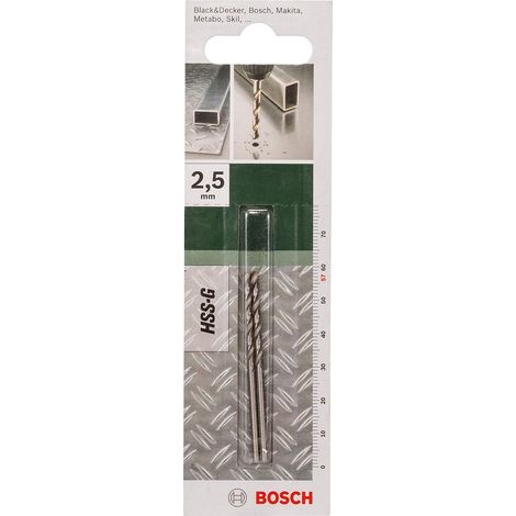 Bosch Accessories 2609255037 HSS Metall-Spiralbohrer 2.5 mm Gesamtlänge 57 mm geschliffen DIN 338 (1/4)