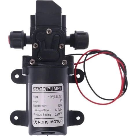 Pompe à eau pour camping-car 12 V DC 12 V 60 W 130 PI 6 L/min Pompe à eau haute pression Pompe d'amorçage à membrane Pompe à eau pour camping-car (Voltage : 12 V) (1/4)