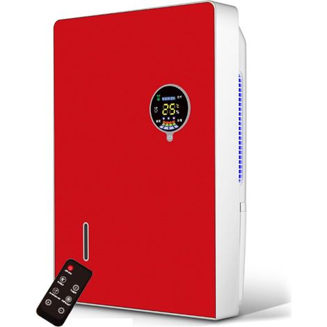 Deshumidificateur d Air Salle de Bain, avec Drainage Automatique ou Manuel, Capacité du Réservoir d'eau de 2,5 L pour Chambre à Coucher, Salle de Bain, Arrêt Automatique, Mode Veille(Red) (1/4)