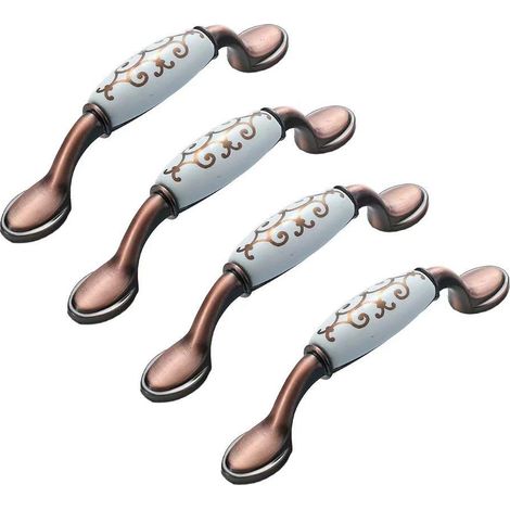 4 x Poignées de Meuble Céramique Vintage, Poignée de Meubles en Céramique Meubles Tiroir Poignées Alliage de Zinc, Poignée de Meuble Tiroir avec Vis Distance de Trous 96mm (1/5)