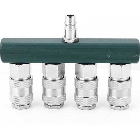 Raccord Rapide à 4 Voies 1/4in Filetage NPT de Haute Qualité Coupleur de Tuyau D'air Raccords Pneumatiques pour Une Large Gamme de Systèmes Et D'équipements (1/5)