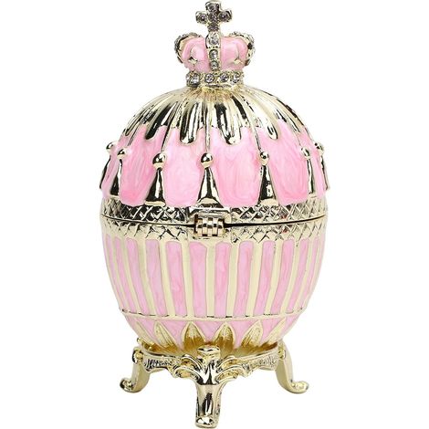 Easter Egg Style Jewelry Box, Decorative Enamel Jewelry Organizer, Box with Colorful Enamel, Ideal for Storing Rings and Earrings (PINK) (1/5)