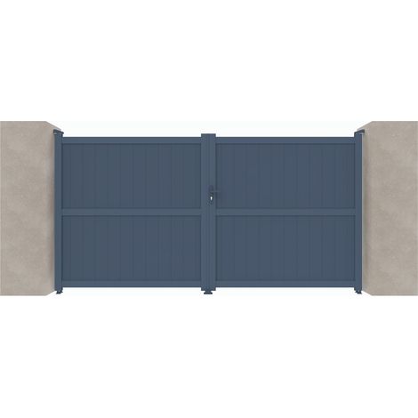 Portail aluminium battant C04 Gris 7016 - Largeur entre piliers 3060mm - Hauteur 1800mm (1/2)