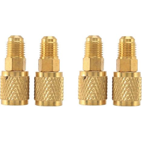 2 adaptateurs R410A, raccords rapides femelles SAE 5/16" vers raccords mâles SAE 1/4", pour systèmes mini-split, modèle droit. (1/5)