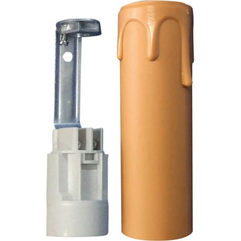Portalámparas + funda de vela E14 26x85mm crema GSC 2203363