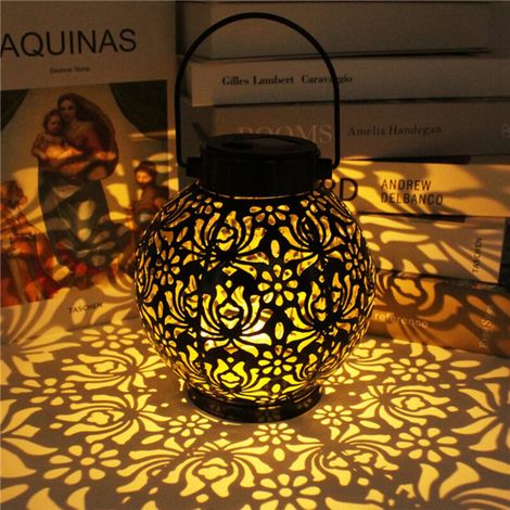 Lanterne solaire LED d'extérieur, IP55, lumière blanche chaude, lampe solaire de jardin d'extérieur, convient aux patios, terrasses, pelouses (noir) (1/5)