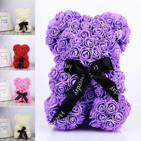 ORSO DI ROSE ARTIFICIALI TEDDY BEAR 25CM SAN VALENTINO ANNIVERSARIO REGALO VARI COLORI - Rosa Chiaro - Colore: Rosa