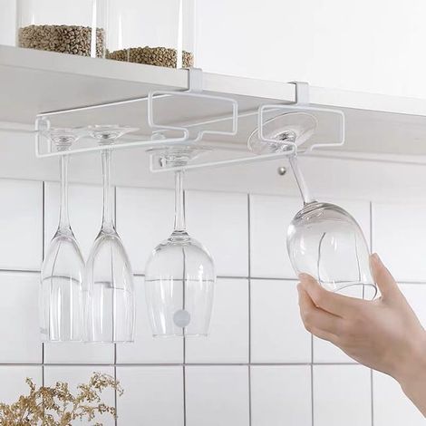 Porte-verres à vin blanc à double rangée, Porte-verres suspendu, porte-verres à pied, support de suspension pour verres à vin (1/5)