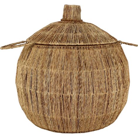 Panier en jute avec couvercle et poignées