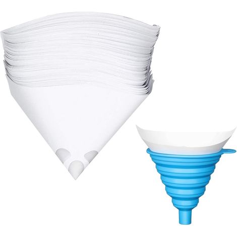 50 PCS Filtre à peinture en nylon, filtre papier blanc, filtres à peinture jetables en papier, avec 1 entonnoir pliable en silicone, pour pistolets pulvérisateurs (1/5)