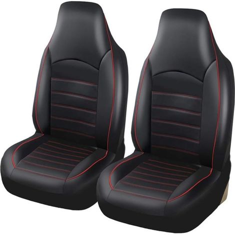 Universal Front Car Seat Covers Faux Leather for 2 Seats Black Red Car Tuning Interior (1/5)