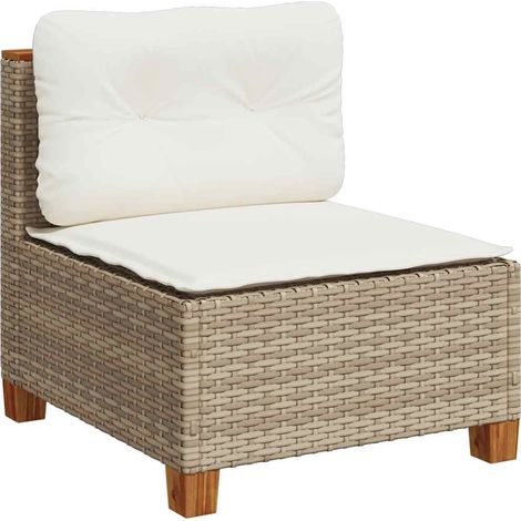 Maison Exclusive - Divano Giardino Senza Braccioli con Cuscini Beige in Polyrattan (1/5)