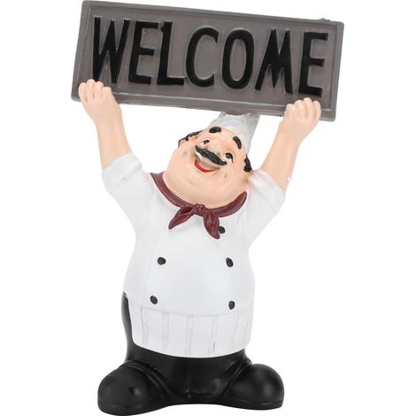 Chef Sculpture Raise Your Hands Welcome Resin France Cook Ornaments for Bakery Cafe Restaurant Bar (1/5)