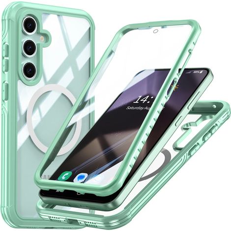 Funda para Samsung Galaxy S24 FE, resistente a golpes, con cristal, para MagSafe, verde. (1/5)