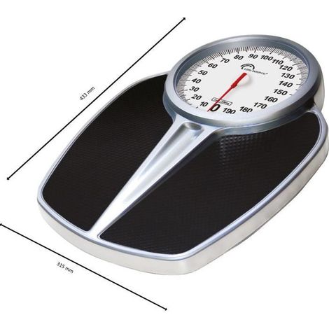 Pèse-personne mécanique 200 kg – Grand écran chrome XXL – Plateau extra-large 315 x 305 mm – Tapis anti-dérapant – Little Balance