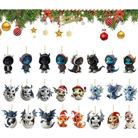 Jouet de l'Avent - Pendentif plat 2D - Objet de collection - Compte à rebours de 24 jours - Calendrier de Noël - Pour enfants, filles, famille, adolescents, étudiants, cartables (1/5)