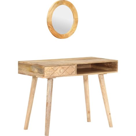 Toeletta tavolo da trucco di design mobili per camera da letto 100 x 50 x 76 cm legno massello di mango 020006358