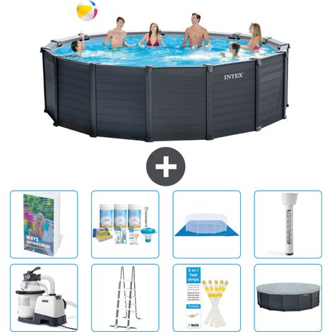 Intex Piscine Graphite Panel Ronde - 478x124 cm - 9-pièces  S574 (1/4)