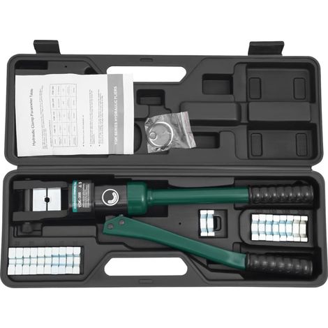 Herramienta de crimpado hidráulica, fuerza de crimpado de 120 kN, 11 pares de matrices, color negro. (1/2)