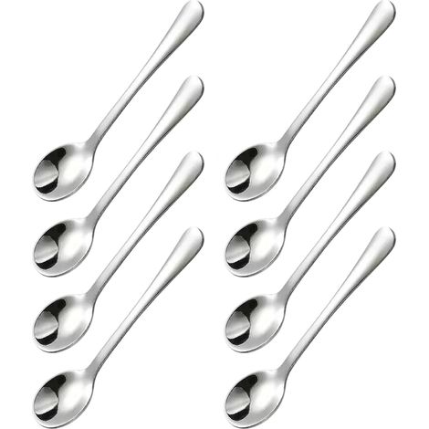 8 Cuillère, Inox 7,5 cm, Surface lisse, Pour espresso épices sel miel, Cuisine bureau voyage (1/5)