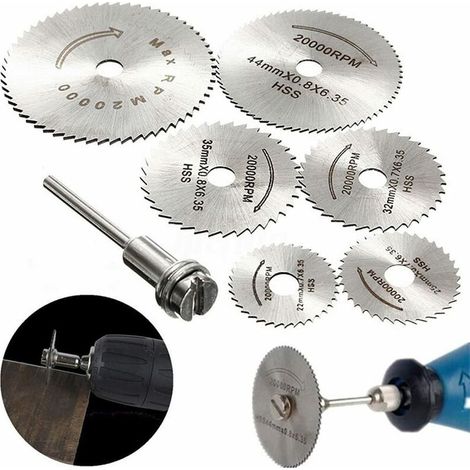 Set di 6 lame per seghe HSS con 1 prolunga con gambo da 1/8", set di mole da taglio per utensili rotanti (1/4)