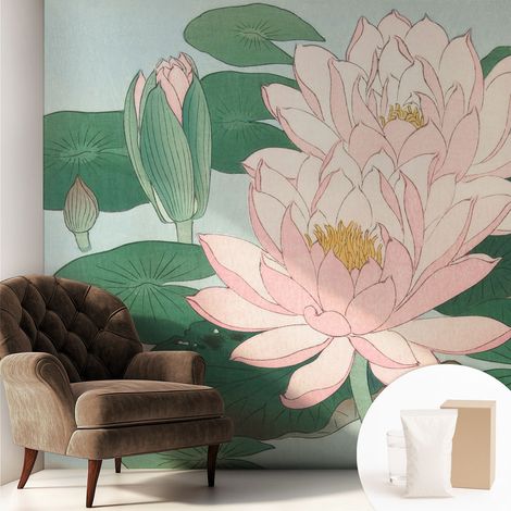 Papier peint intissé avec imprimé installation simple qualité excellente sans désordre - Colle incluse gratuite Lotus aquatique 250x250 cm (1/5)