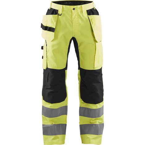 Hochsichtbarer Stretch-Arbeitshose Handwerkskunst 1552 - Neon Gelb/Schwarz XL - FR(50) - SE(C56) - Kurz