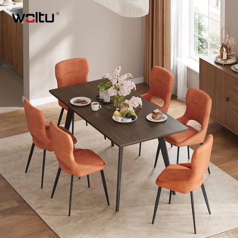 WOLTU Juego de 6 sillas de comedor y cocina, Chenilla, Naranja (1/5)